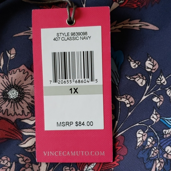 Vince Camuto Floral Sleeveless Gathered Neck Blous - Picture 5 of 5